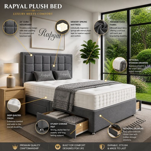 Plush divan bed set with - bed,